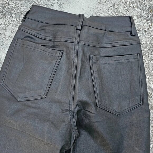 Shein Girl Pant Black Faux Leather Pant Straight Size Petite XS - Picture 9 of 11